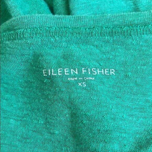 Eileen Fisher Deep V-Neck Linen Top in Green - XS - Picture 4 of 6
